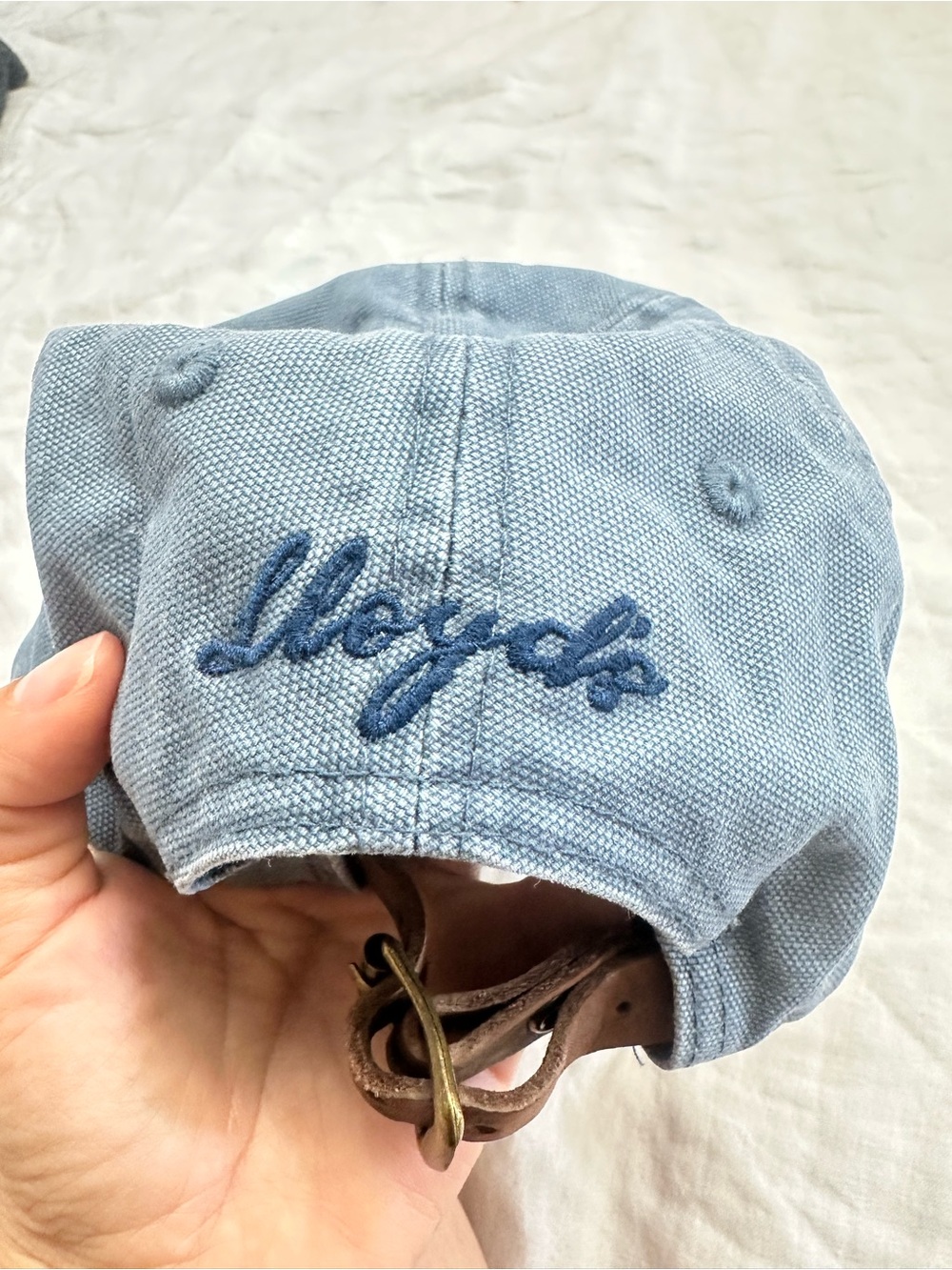 Men's Washed Slate Blue Cotton Baseball Cap with Embroidered Logo - Picture 3 of 7
